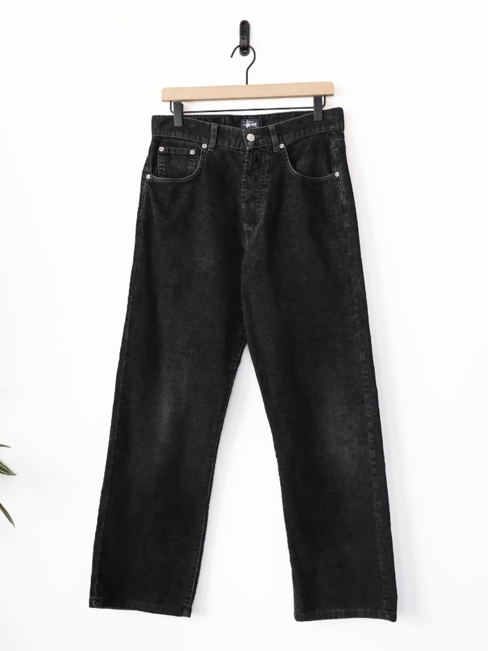 Super Rare True Vintage Stussy Black Straight Leg Corduroy Pants Made In USA